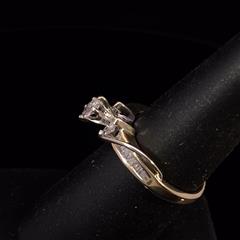14K YELLOW GOLD MARQUISE & BAGUETTE CUT DIAMOND RING .42cttw SIZE 7